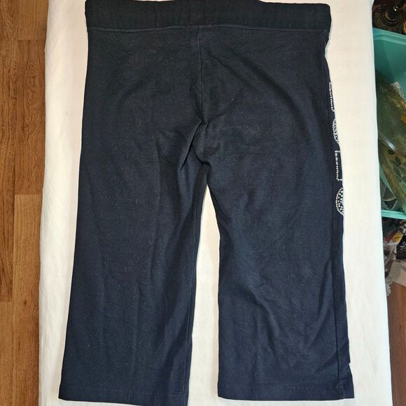 BCBGMaxAzria Black Cotton Capri Sweat Pants with Rhinestone Bling sx L - Picture 2 of 6